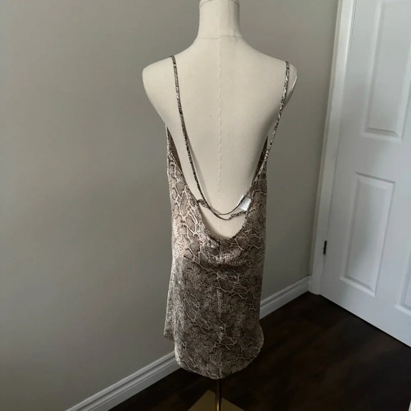 Vintage satin animal  print lace trimmed slip dress 1x - Picture 5 of 8